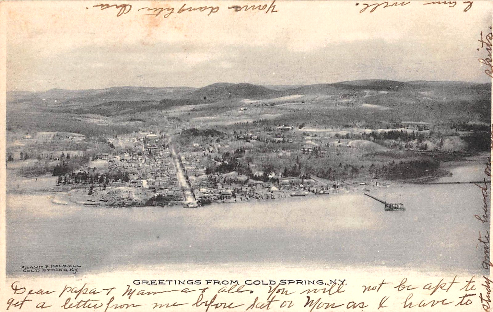 1905 Aerial View Cold Spring NY post card Putnam county