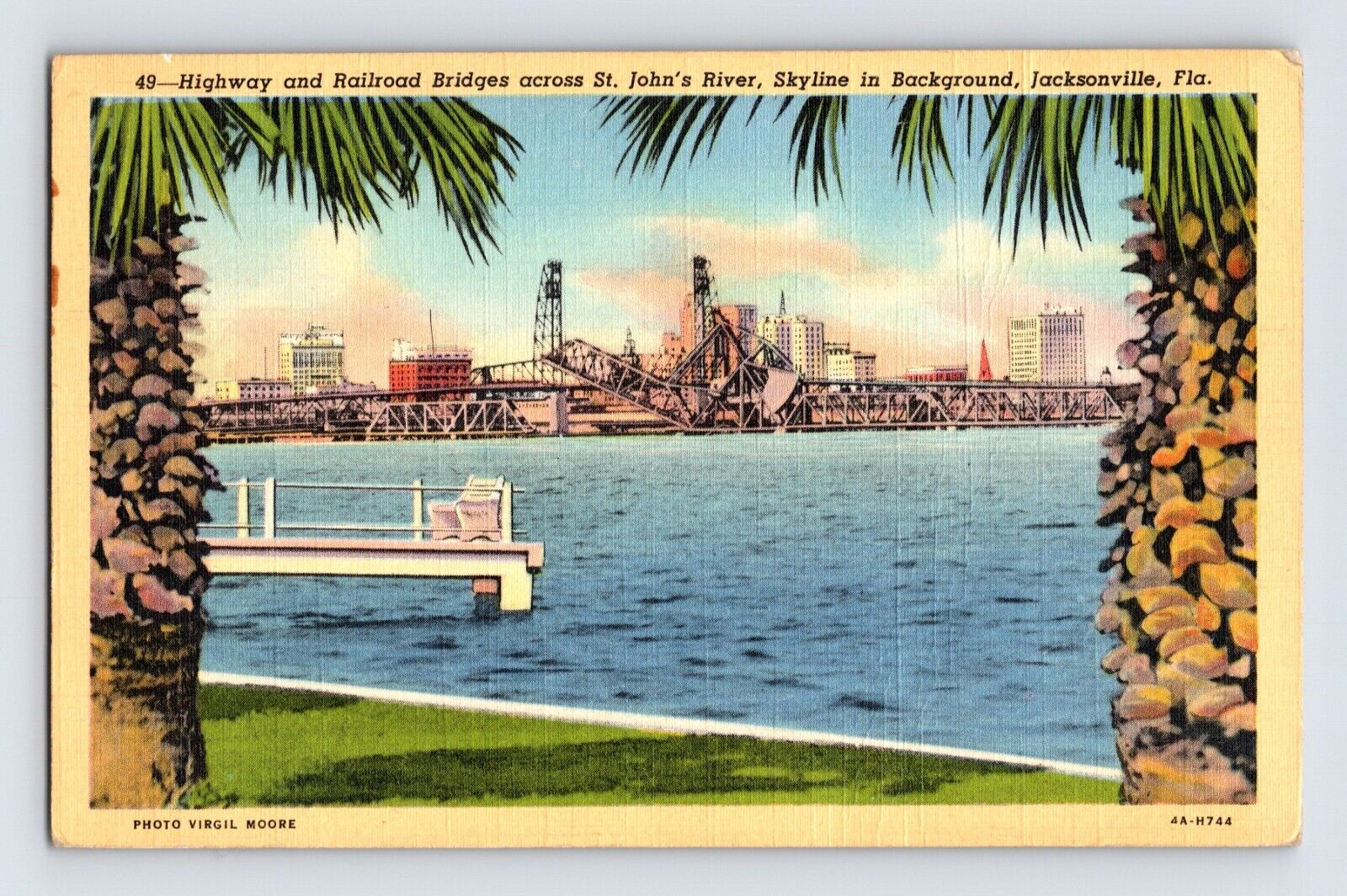 Postcard Florida Jacksonville FL Sjyline St John River 1943 Posted Free Military