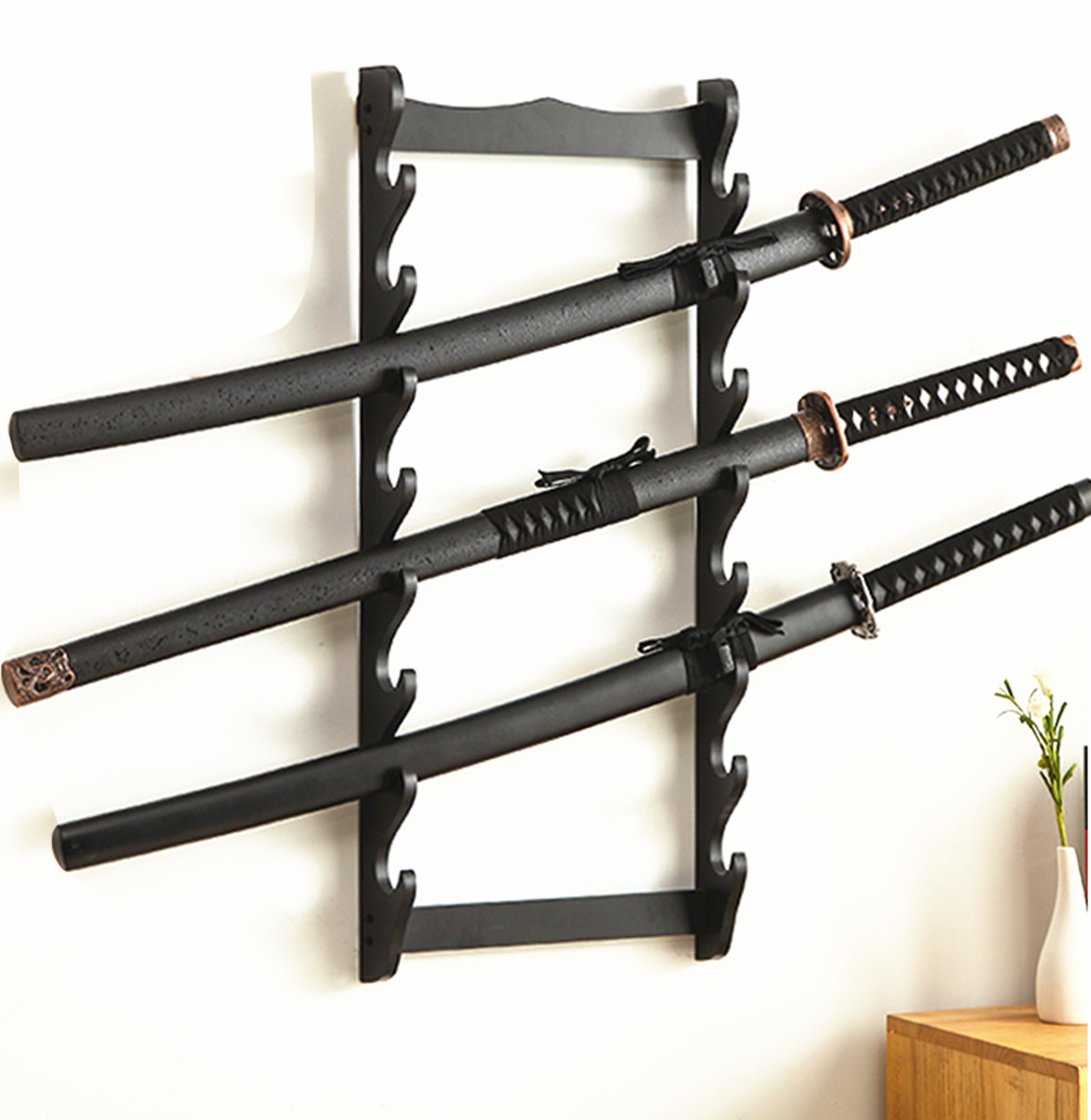 8 Tier Sword Holder Wall Mount Display Katana Stand Flute Rack 