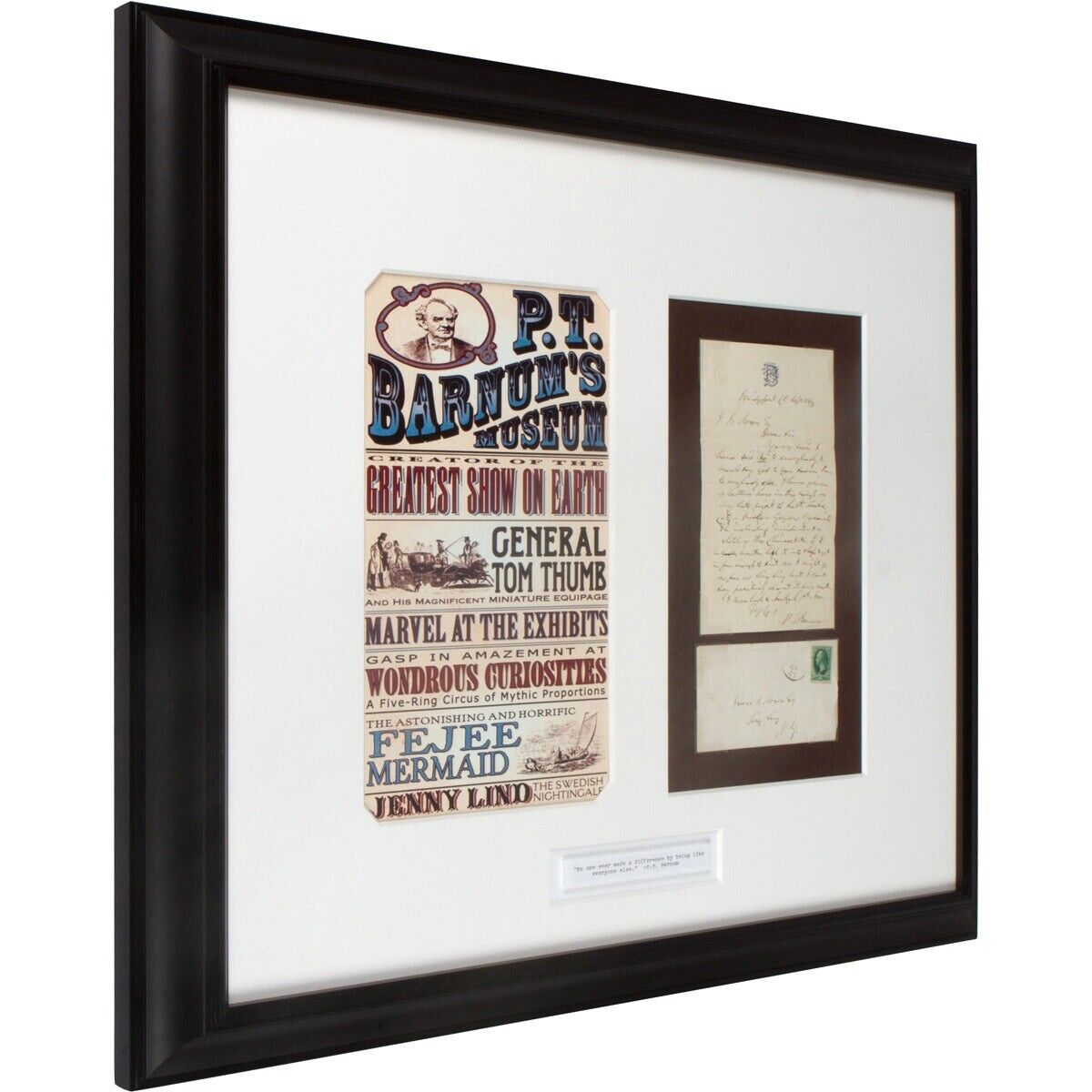 Rare Signed P.T. Barnum Letter Framed JSA Authentication 