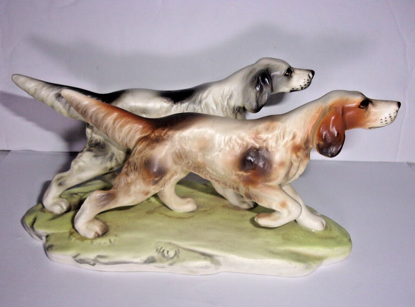 Vintage INARCO Japan HUNTING DOG Figurine E1985 ENGLISH SETTERS Pointer Dogs EUC