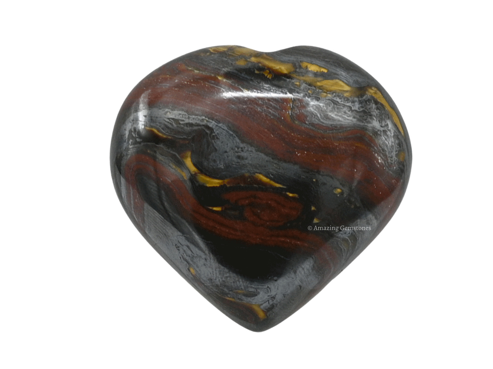 Iron Tiger Crystal Heart Palm Stone