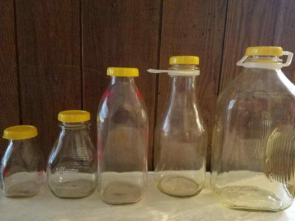 6 Replacement Glass Milk Bottle Plastic lids caps  Lot of 6 EUC Dairy Snap on