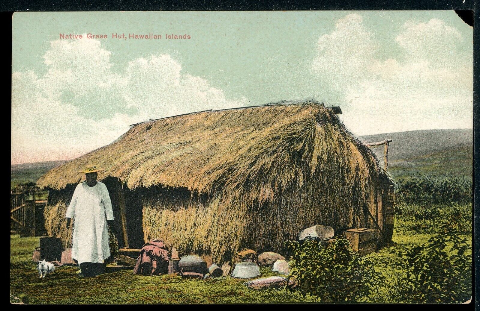 Early Native Grass Hut Hawaiian Islands Hawaii Vintage Postcard M1432a