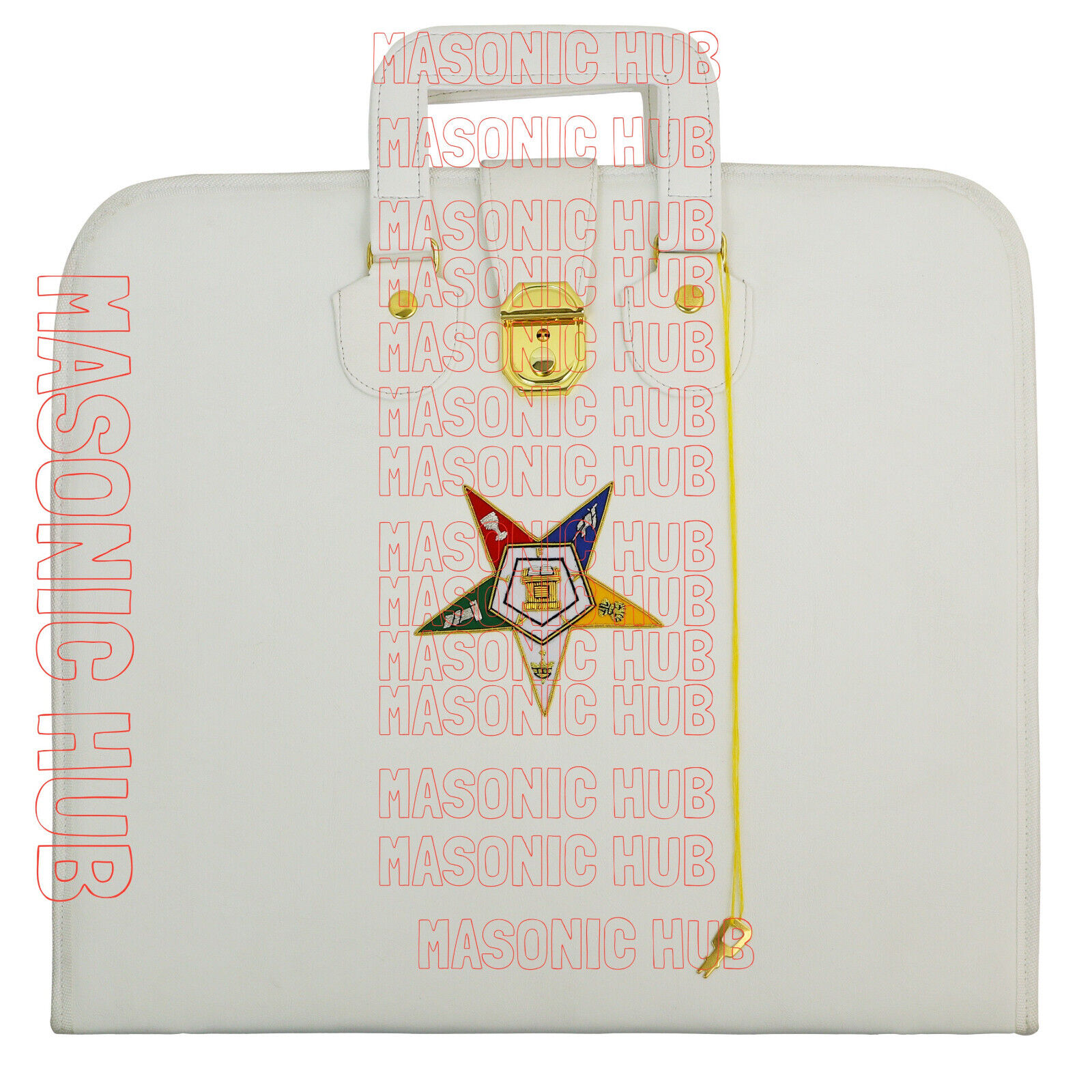 Masonic Regalia Hand Embroidered OES Masonic Apron Case with Handle [ WHITE ]