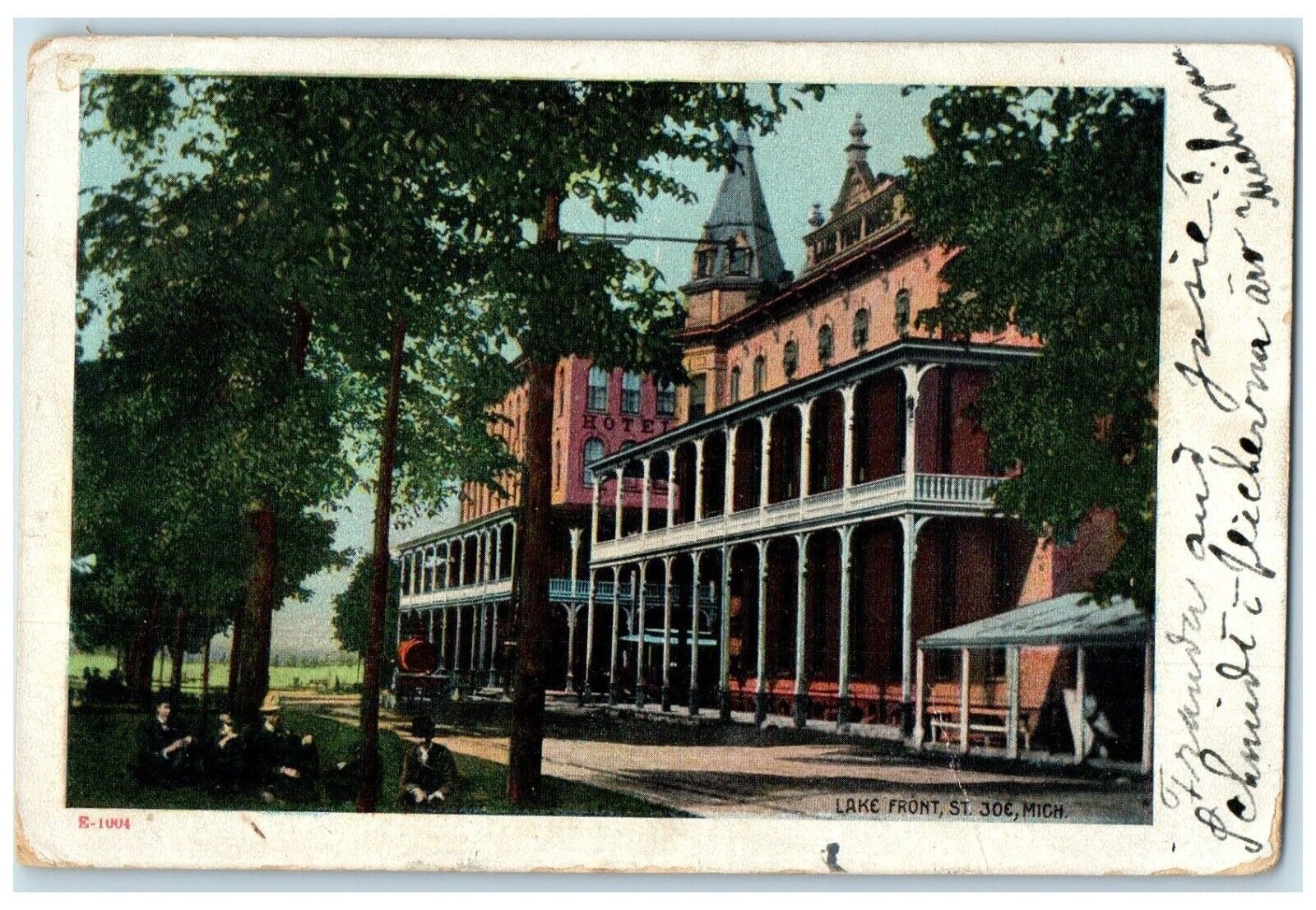 1907 Lake Front Exterior View Building St. Joe Michigan Vintage Antique Postcard