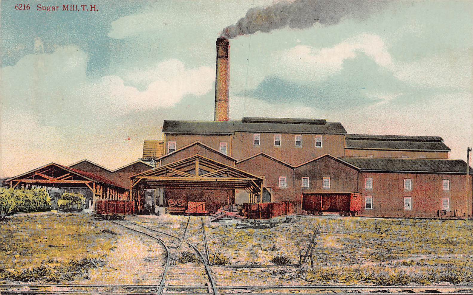 J76/ Hawaii Postcard c1910 Sugar Mill Building Railroad 284
