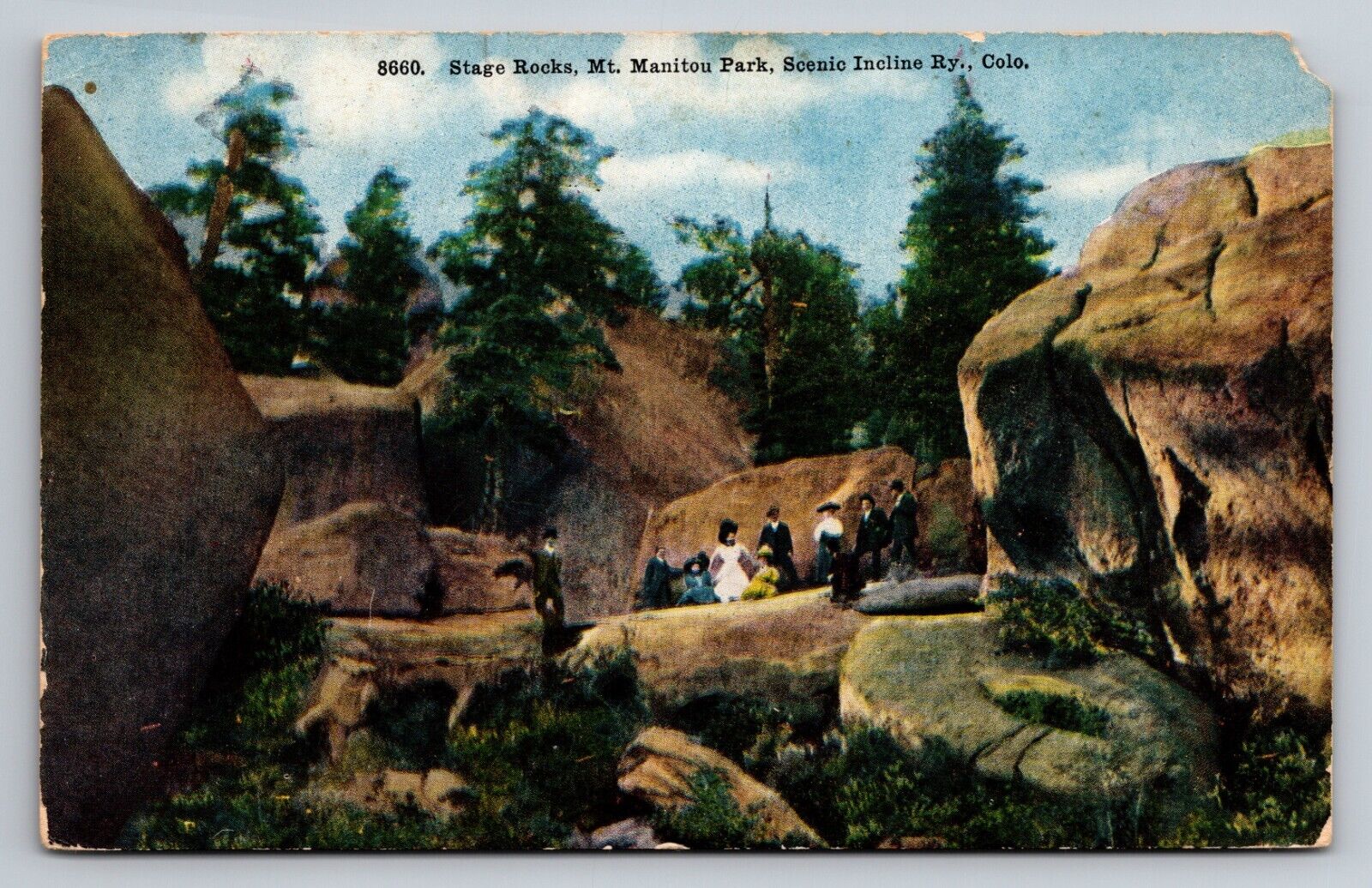 Stage Rocks Mt. Manitou Park Scenic Incline Ry Colorado Unposted Postcard