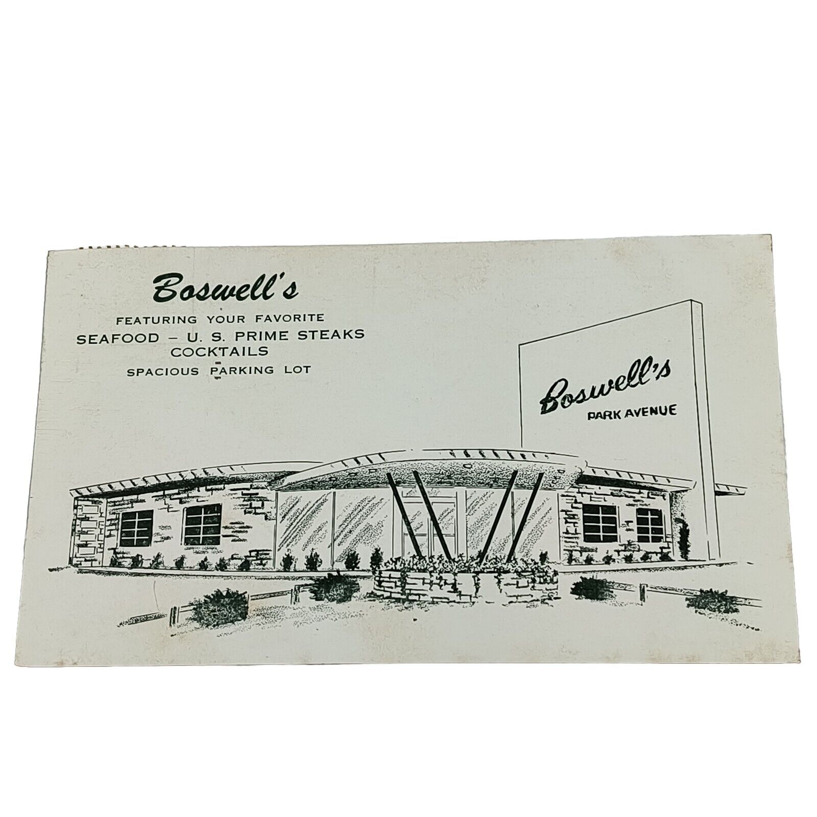 Boswell\'s Park Avenue Restaurant Paducah Kentucky Postcard Posted 2 Cent Stamp 
