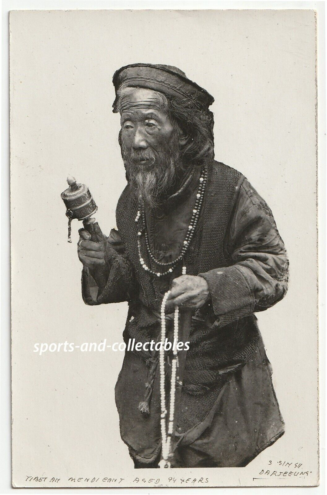 TIBET, C.A.R: TIBETAN BEGGAR, AGED 94 - c1910s rppc - S.SINGH (Darjeeling) Photo