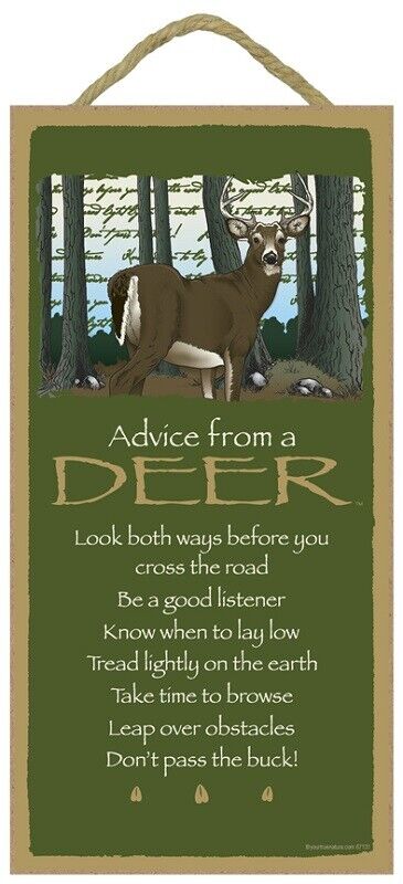 Advice from a Deer Inspirational Wood Wild Animal Nature Sign Plaque Made in USA