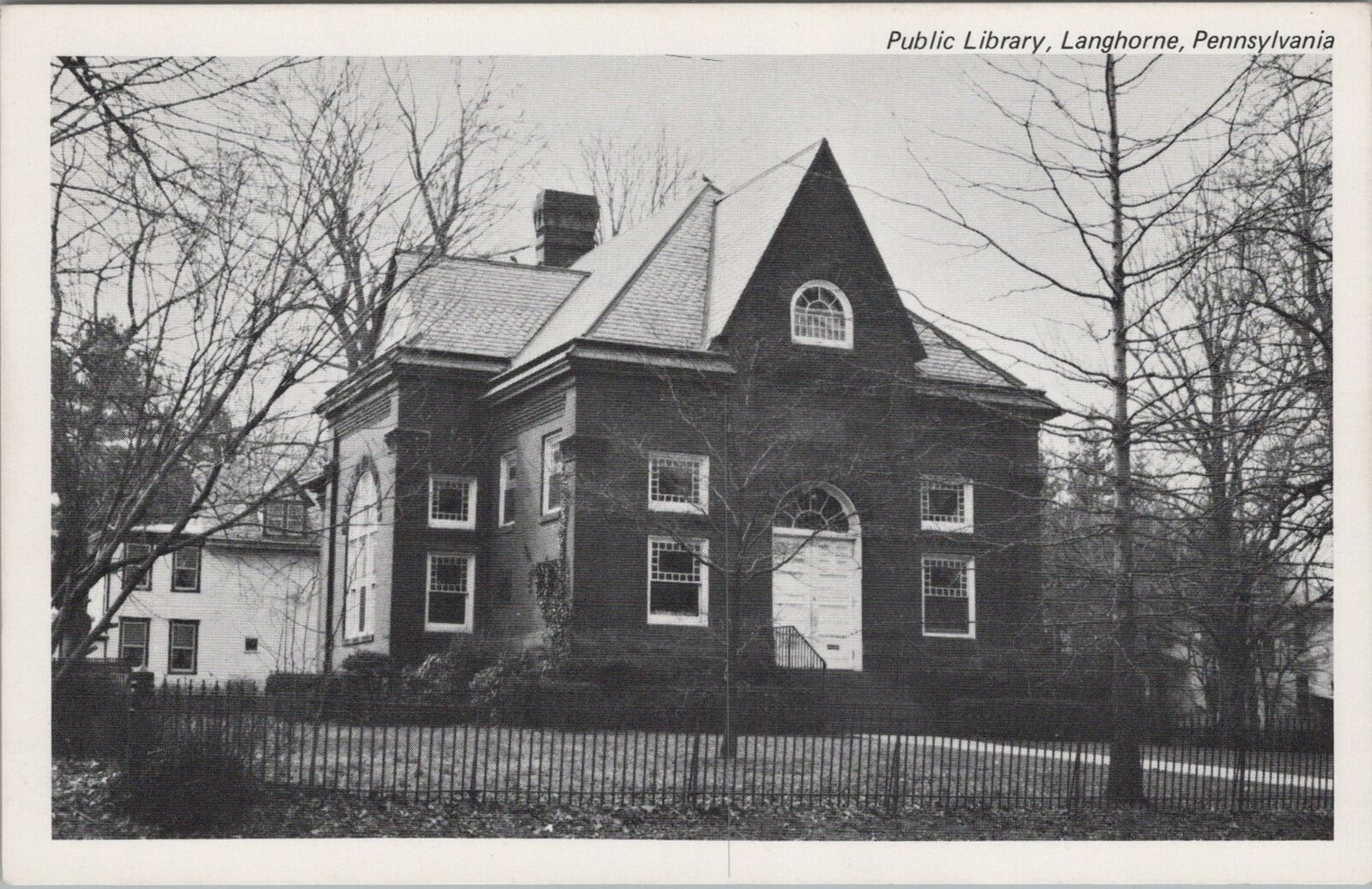 Postcard Public Library  Langhorne PA  