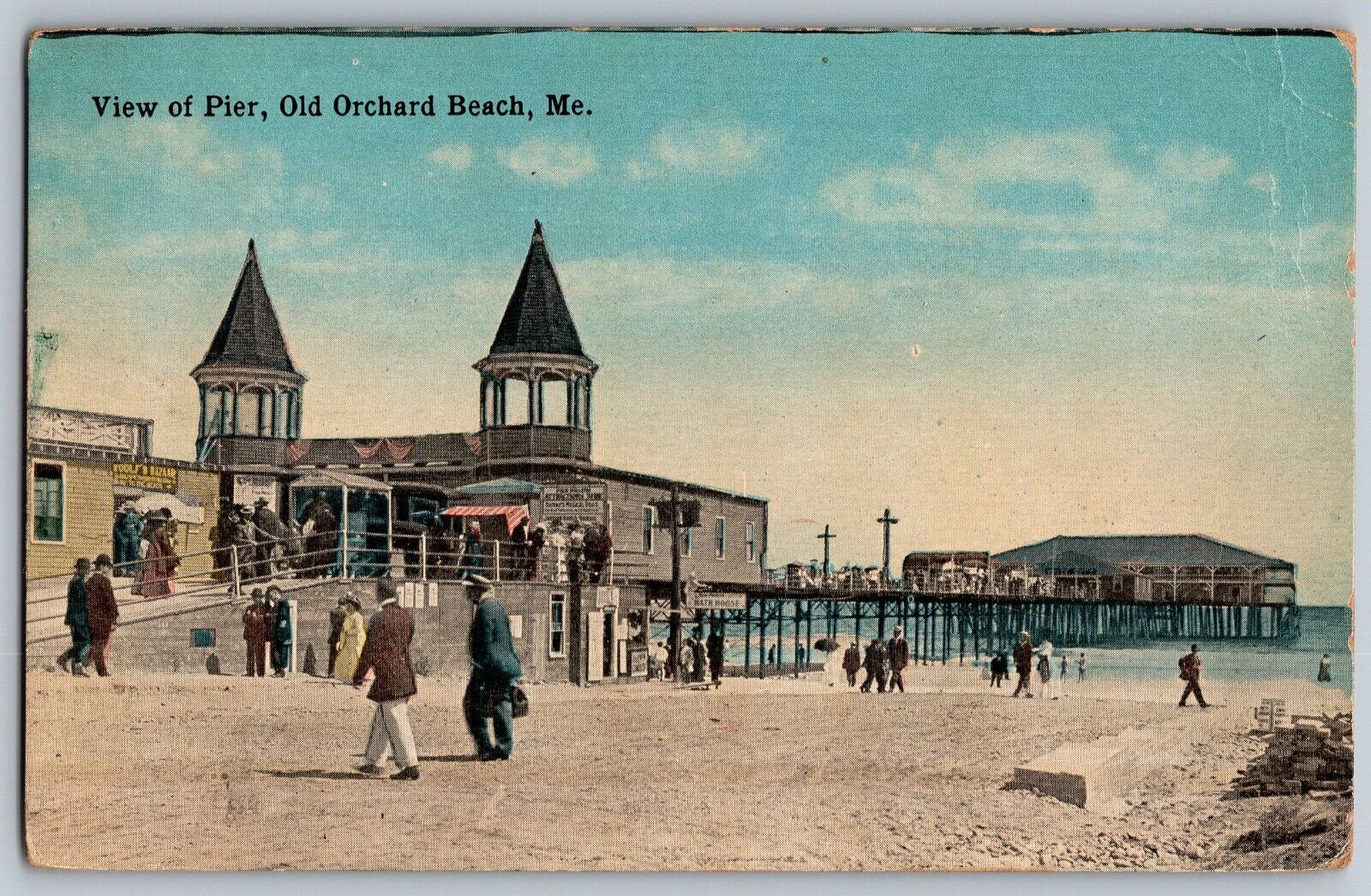 Old Orchard Beach, Maine ME - Scenic Scene at the Pier - Vintage Postcard