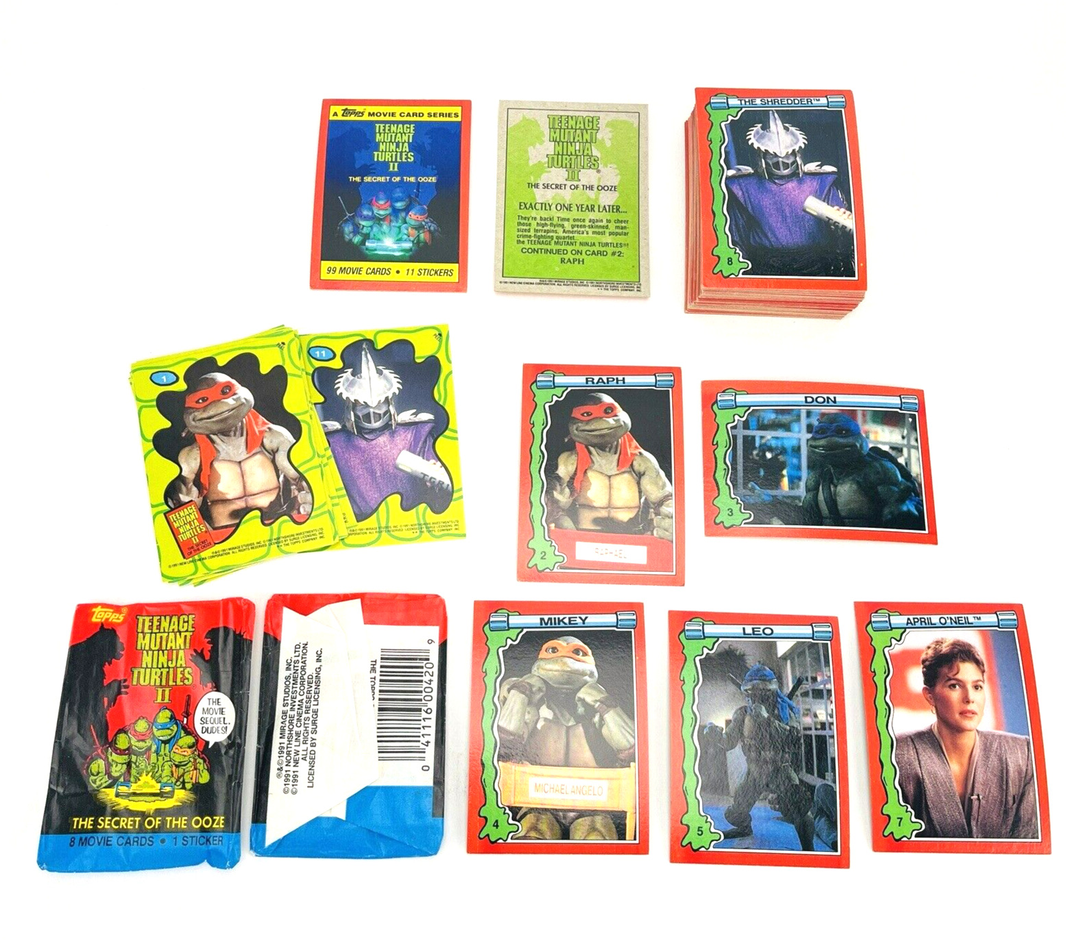 1991 Topps TMNT Teenage Mutant Ninja Turtles II 2 Secret Of The Ooze 79 Card Lot