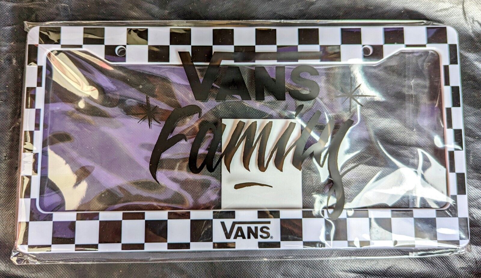 NEW Sealed Vans Family Shoes Exclusive License Plate Frame Cover Checkerboard
