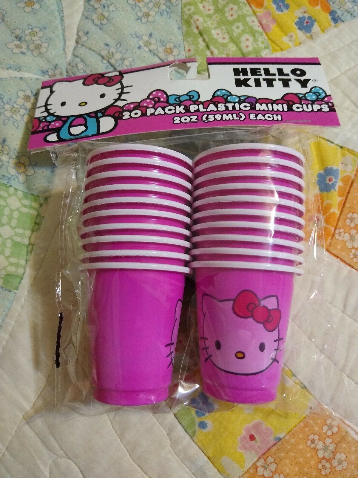 Hello Kitty Pink Plastic Mini Cups 2 oz. Set of 20 Cold Bev NEW  