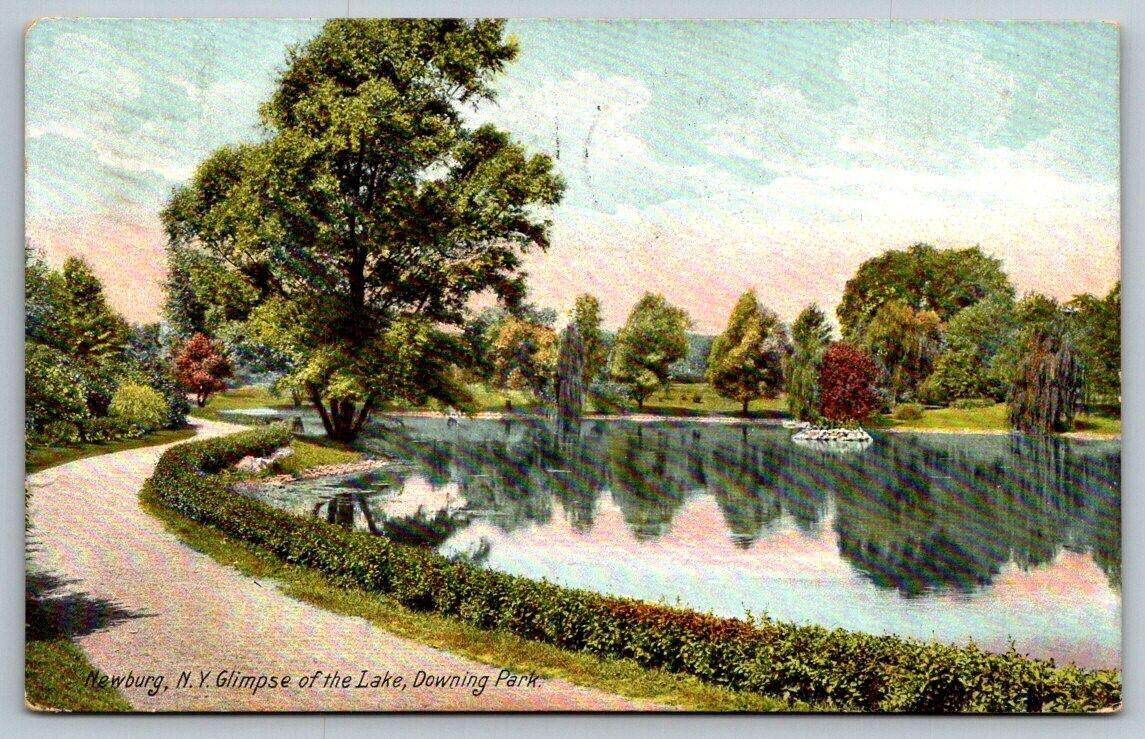 Newburg  New York  Downing Park  Lake Postcard  1908