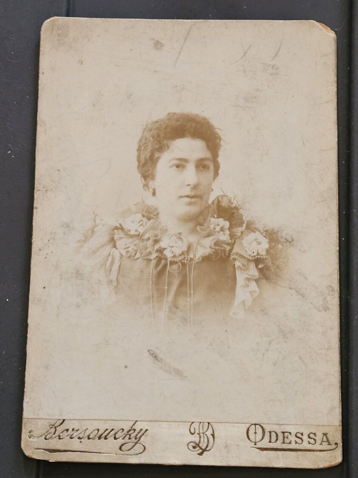 1896 Odessa Russian Cabinet Card Of Beautiful Woman Antique.  Writing  On Back