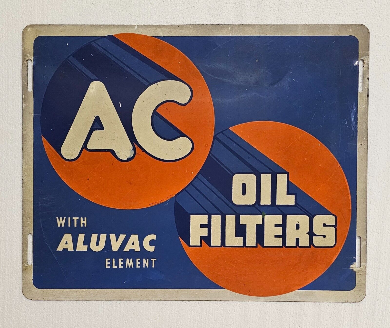 Vintage AC Oil Filters Sign Antique Gas Oil Sign