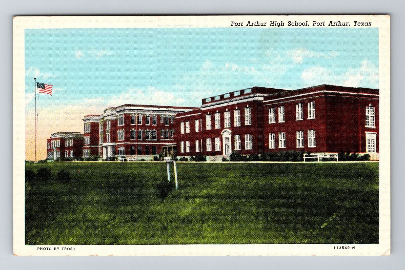 Port Arthur TX-Texas, Port Arthur High School, Vintage Postcard