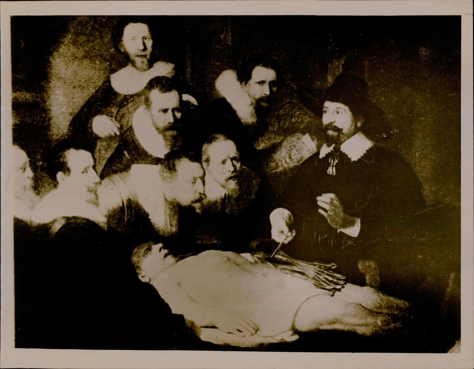GA43 Original Underwood Photo THE ANATOMICAL LESSON Rembrandt Painting Hacked