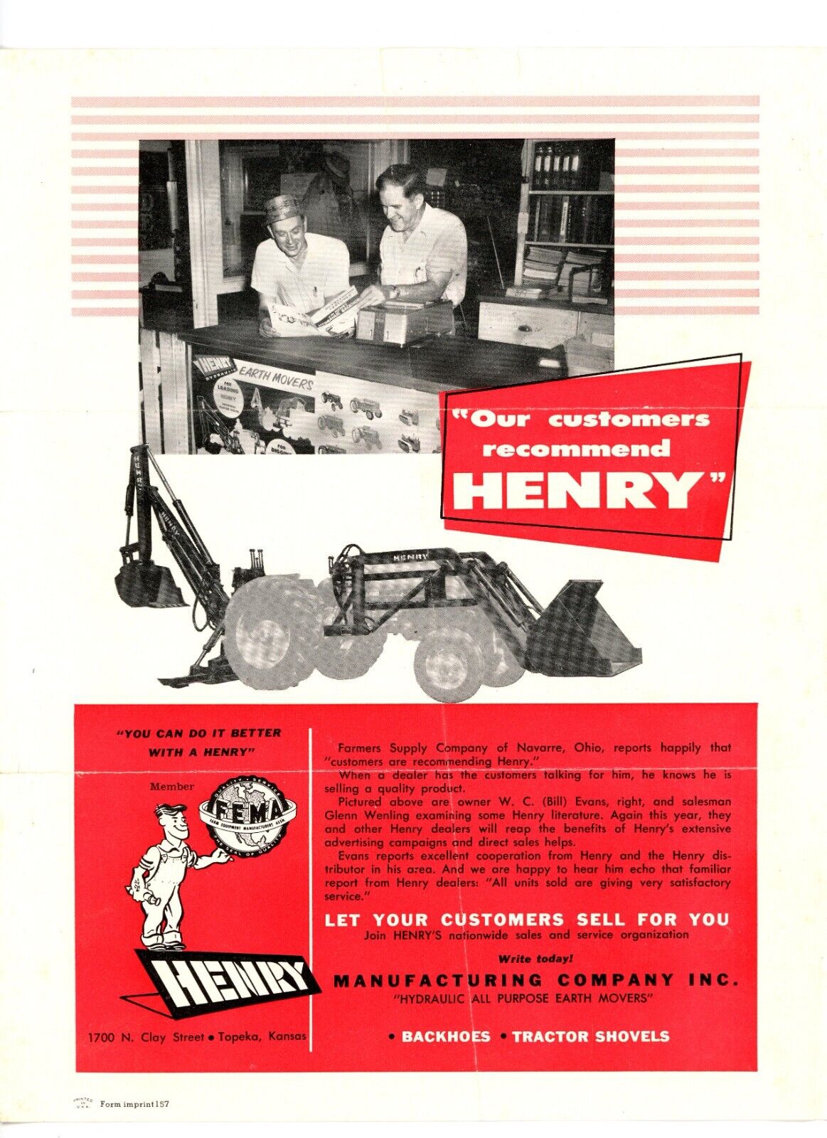 Henry Loaders sales flyer Henry Manufacturing Co Topeka Kansas