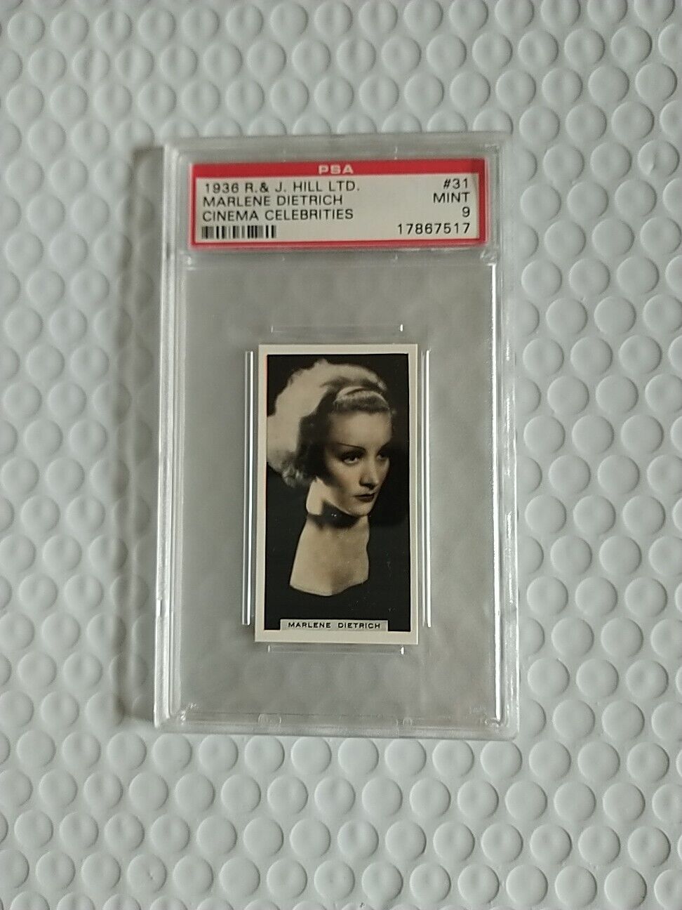 1936 R & J HILL MARLENE DIETRICH  Cigarette Card #31 PSA 9 MINT 1 RARE 7867517