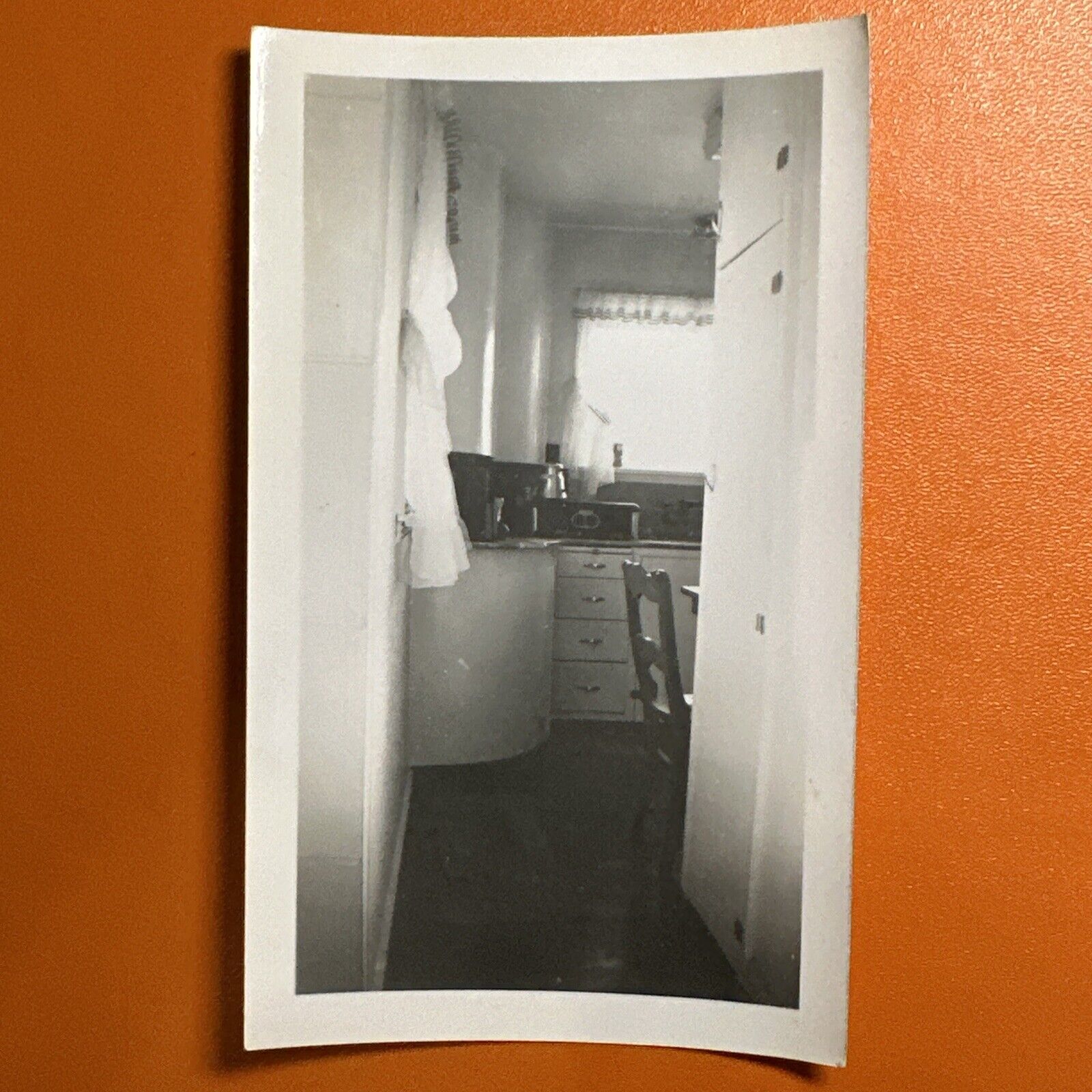 VINTAGE PHOTO spooky, empty kitchen liminal spaces doorway Original 1940s Radio