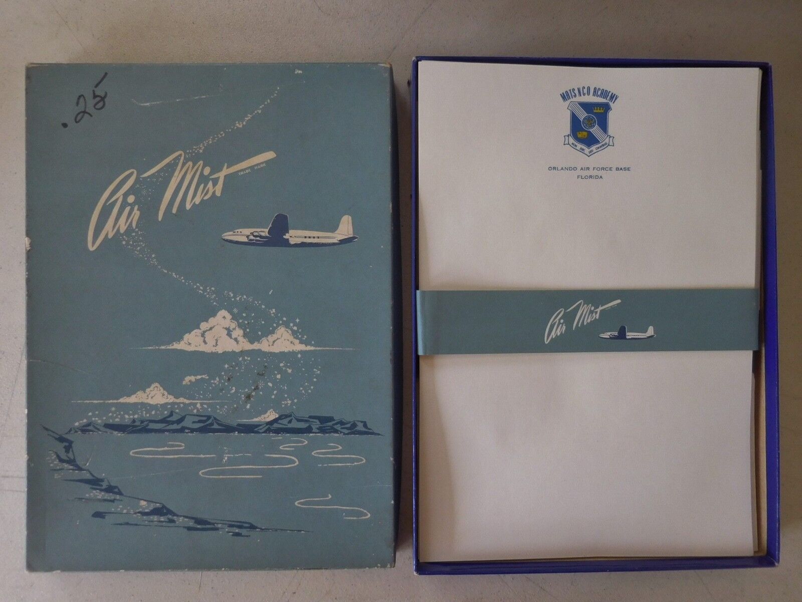 Orlando Air Force Base MATS N CO Academy Air Mist Box Of Stationery 1950s?