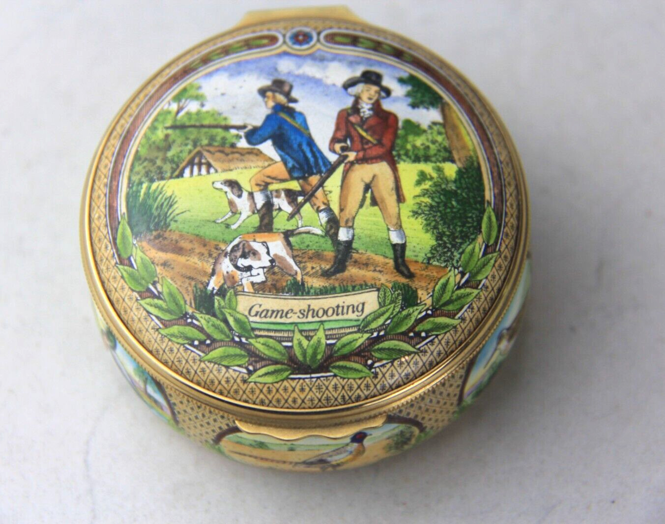 Halcyon Days “Game Shooting” Enamel Box Commissioned by James Purdey & Son