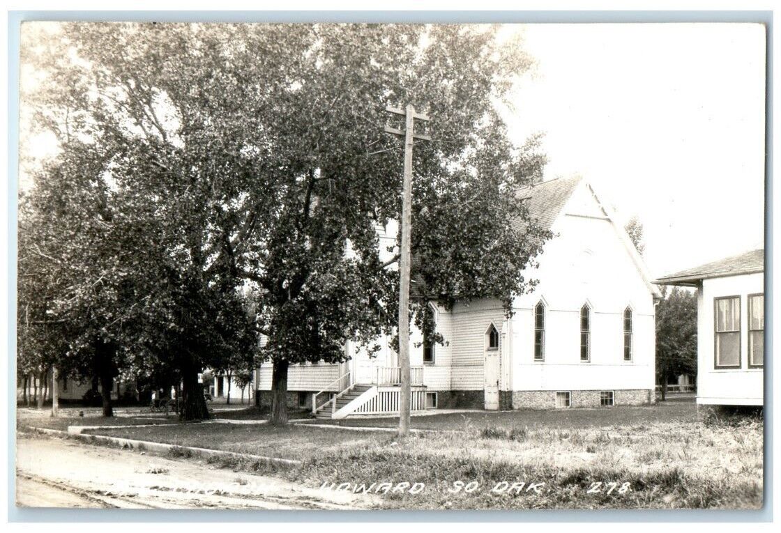 c1940's Methodist Church View Howard South Dakota SD RPPC Photo Postcard