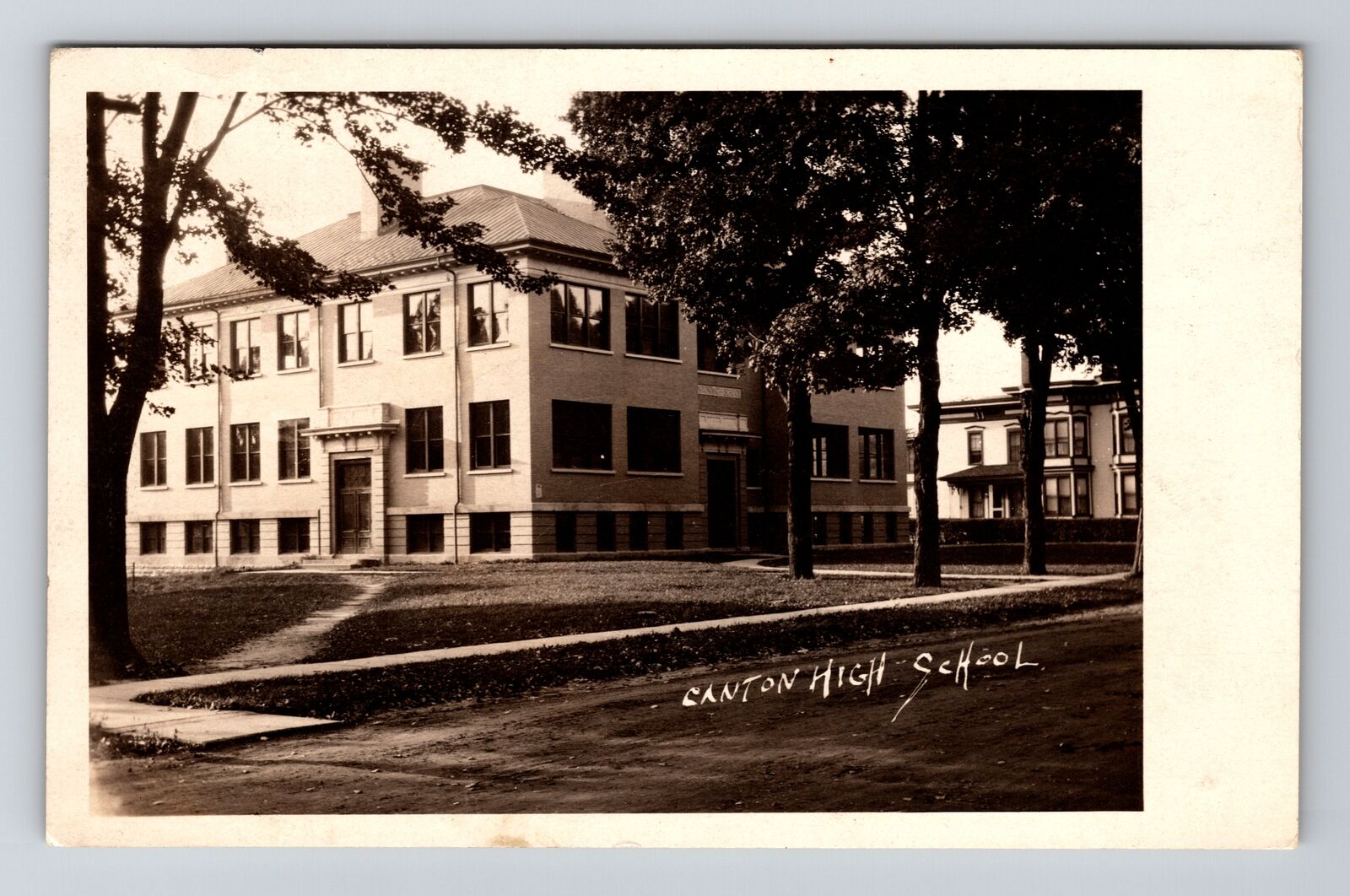 Canton NY-New York RPPC, High School Building, Vintage c1923 Postcard