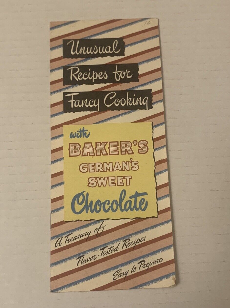 Vintage 1958 Baker’s German Sweet Chocolate Recipes Paper Brochure Cooking