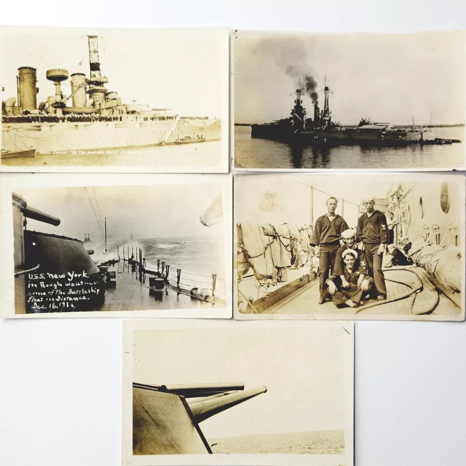 Lot of 5 - c1915 USS New York Battleship BB-34 Postcard Set World War I