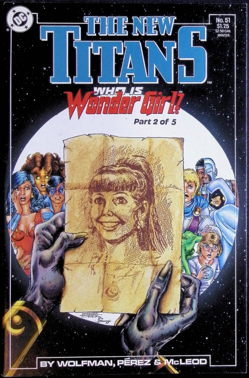 NEW TEEN TITANS Comic Issue 51 -- Wolfman/Perez Wonder Woman -- 1988 DC VF+ Con