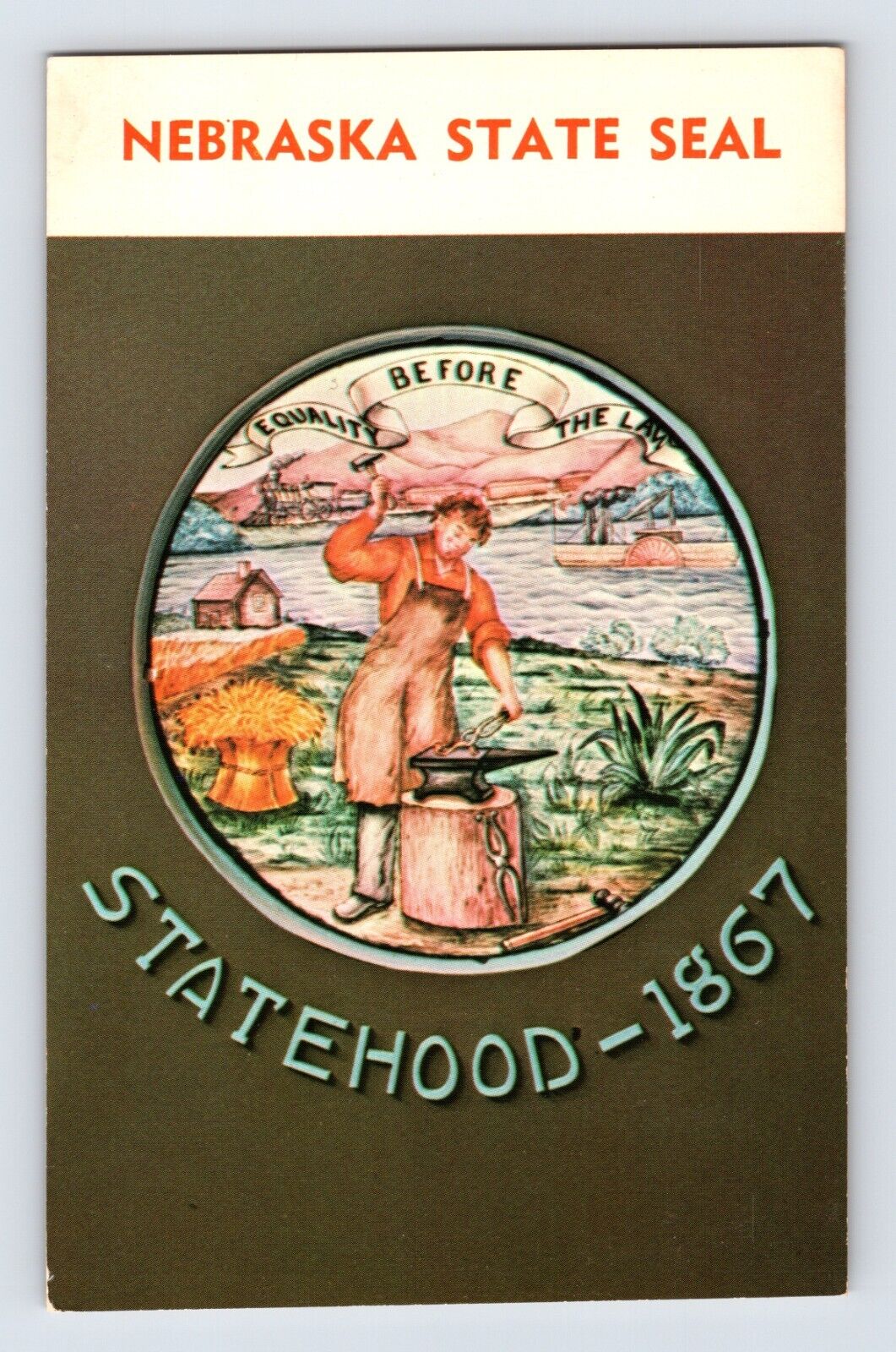 Postcard Nebraska NE 1867 State Seal 1970s Unposted Chrome