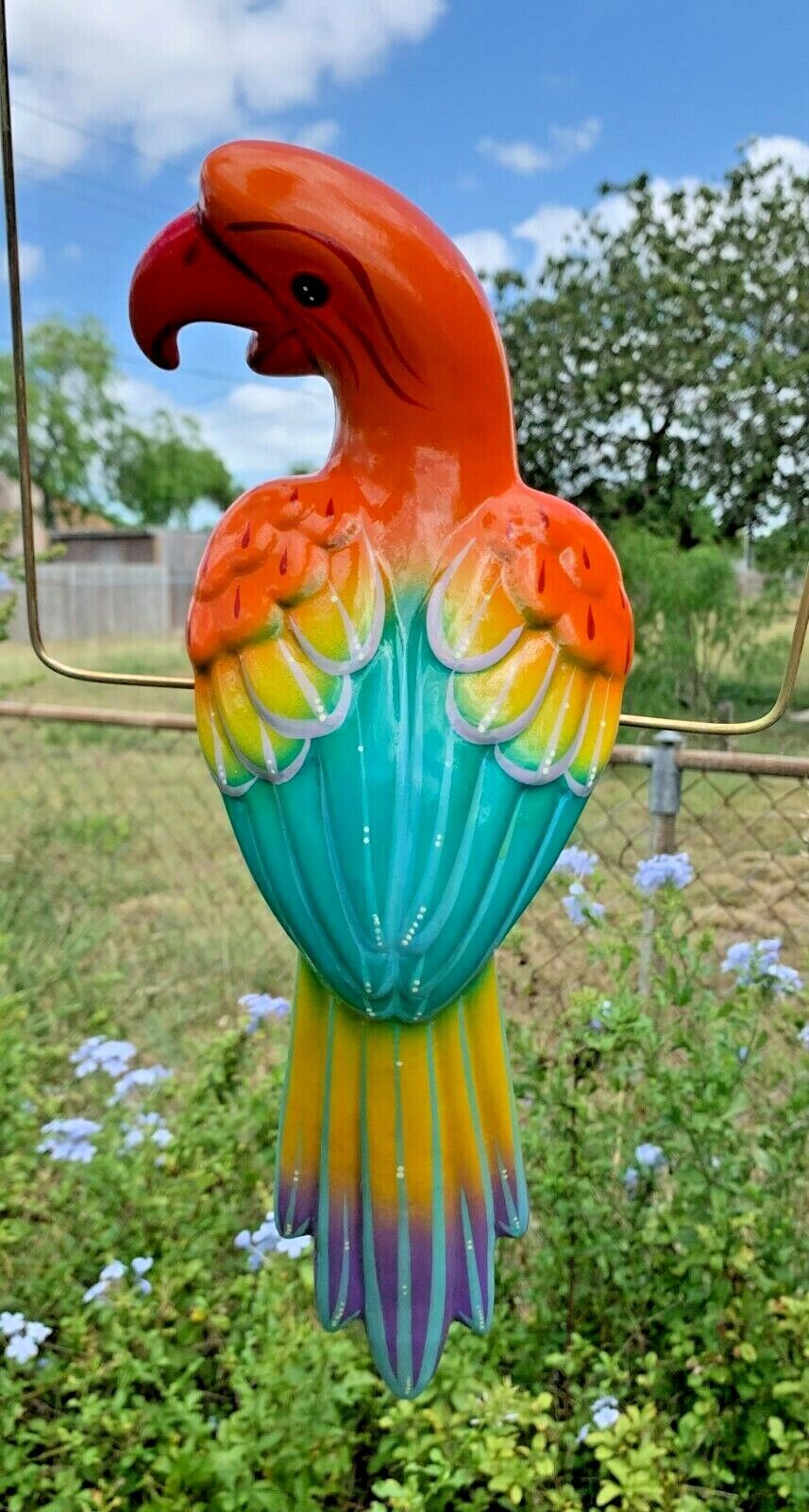XLg Talavera Macaw Parrot Bird Animal Ceramic Mexican Pottery Hanging Patio 16\