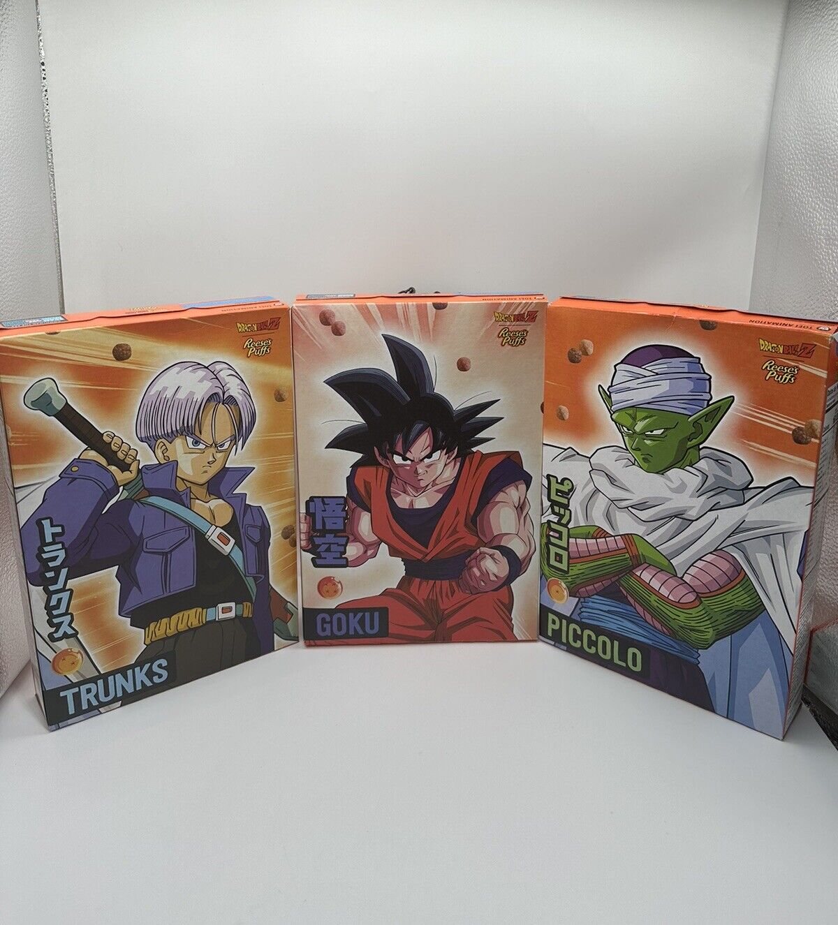 3x Dragonball Z Reese’s Puffs Limited Edition Cereal Trunks Goku Piccolo Anime