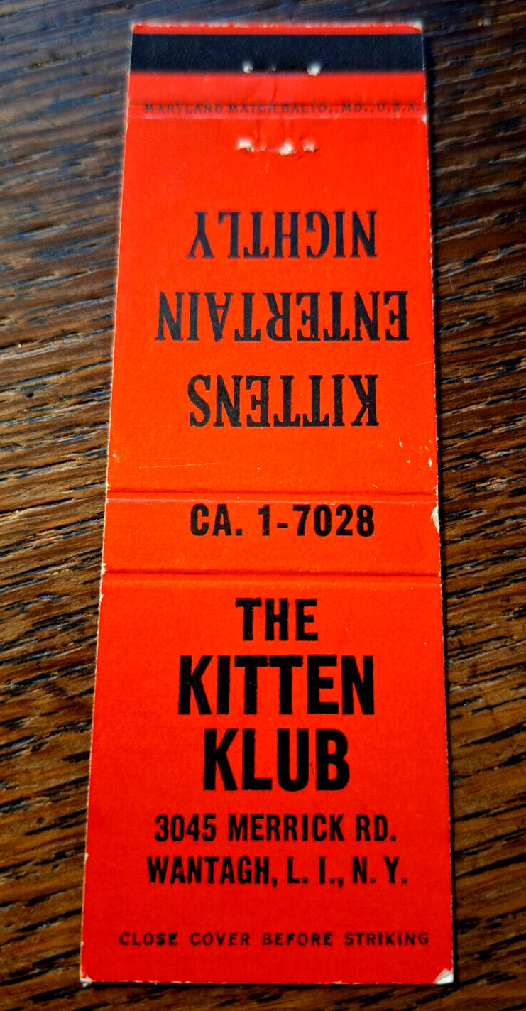 Vintage Matchbook: The Kitten Club, Wantagh, LI, NY