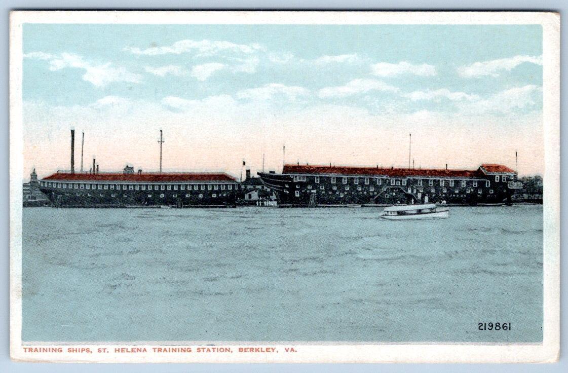 1920's TRAINING SHIPS ST HELENA STATION BERKLEY VIRGINIA VA*CHESSLER CO POSTCARD