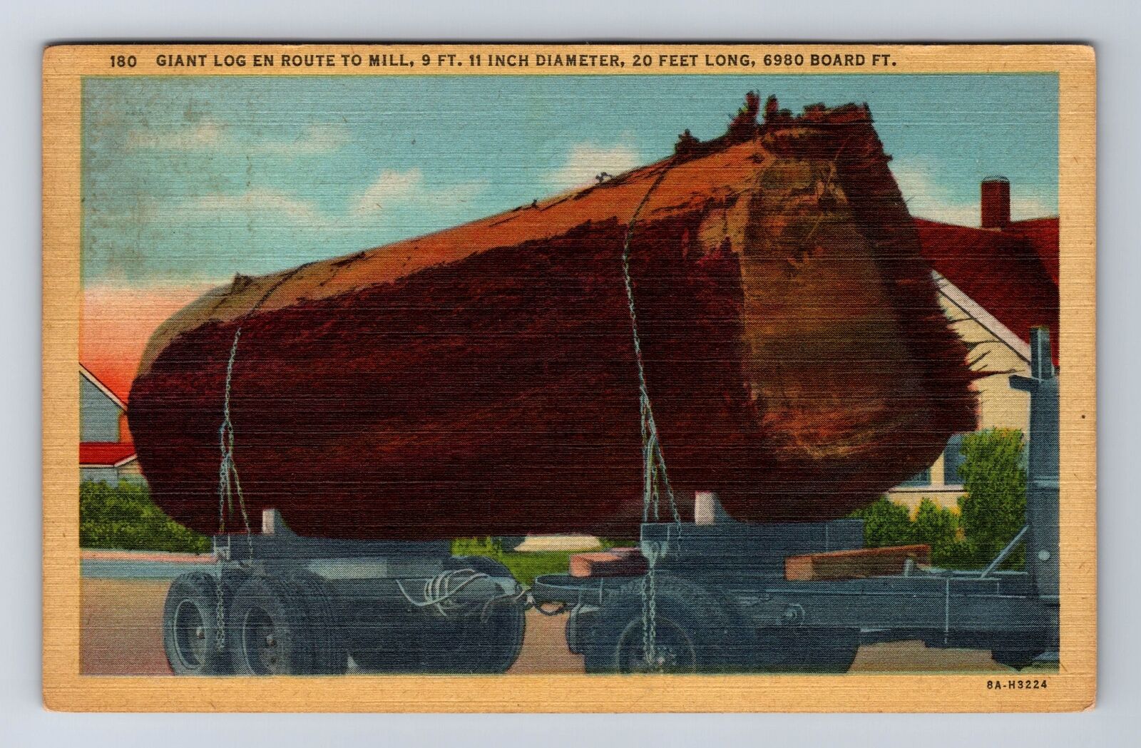 OR-Oregon, Giant Log En Route to Mill, Antique Vintage Souvenir History Postcard