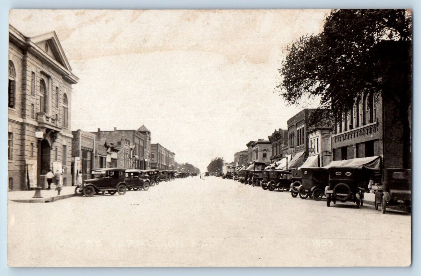 Vermillion South Dakota SD Postcard RPPC Photo Main Street Cars c1910's Antique