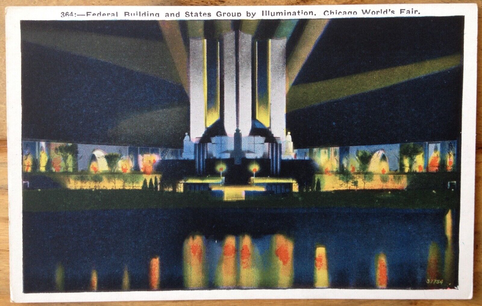 Chicago World\'s Fair 1933 Federal Building & States Group Illuminated PC #320
