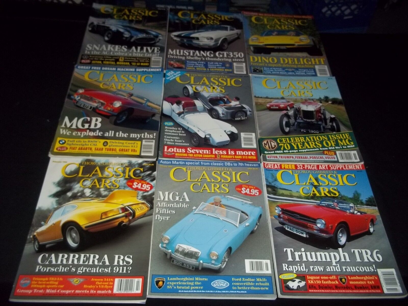 1995 THOROUGHBRED & CLASSIC CARS MAGAZINE LOT OF 9 ISSUES - NICE COVERS - M 547