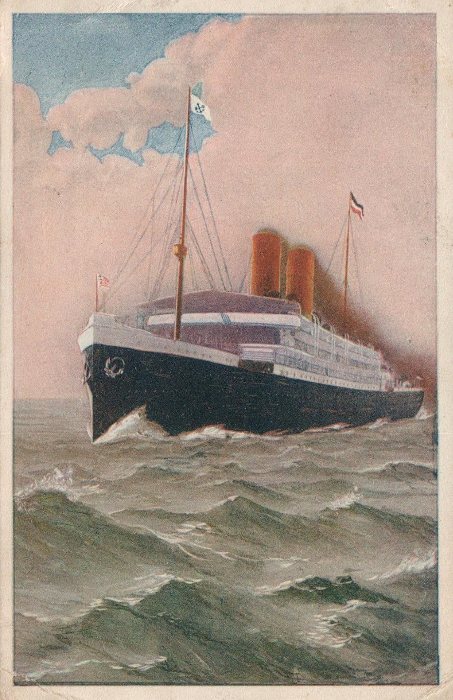 SCARCE 1913 VINTAGE Norddeutscher Lloyd Bremen SS PRINCESS ALICE POSTCARD