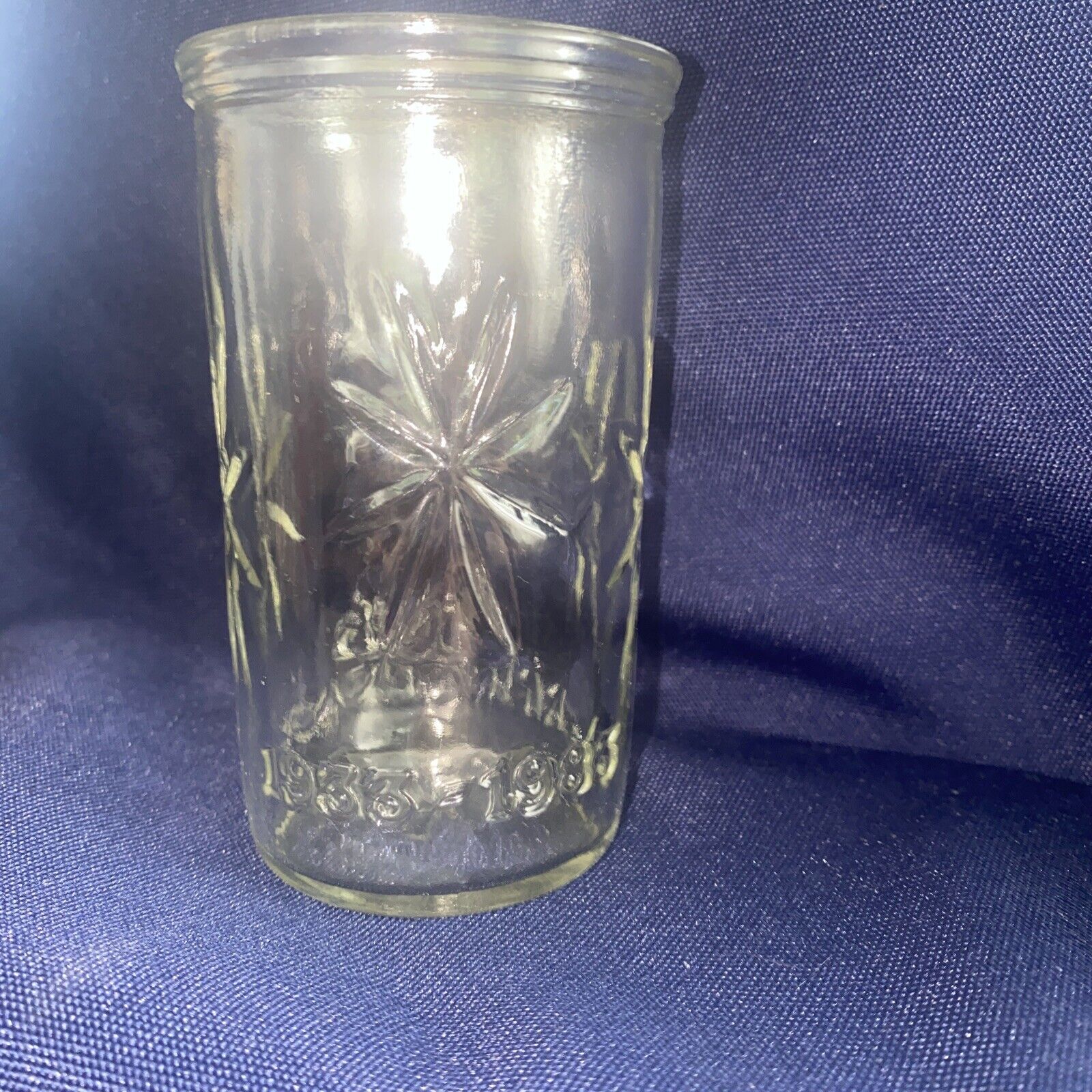 Vintage Jelly Jar Juice Glass - Atomic Star Burst Design