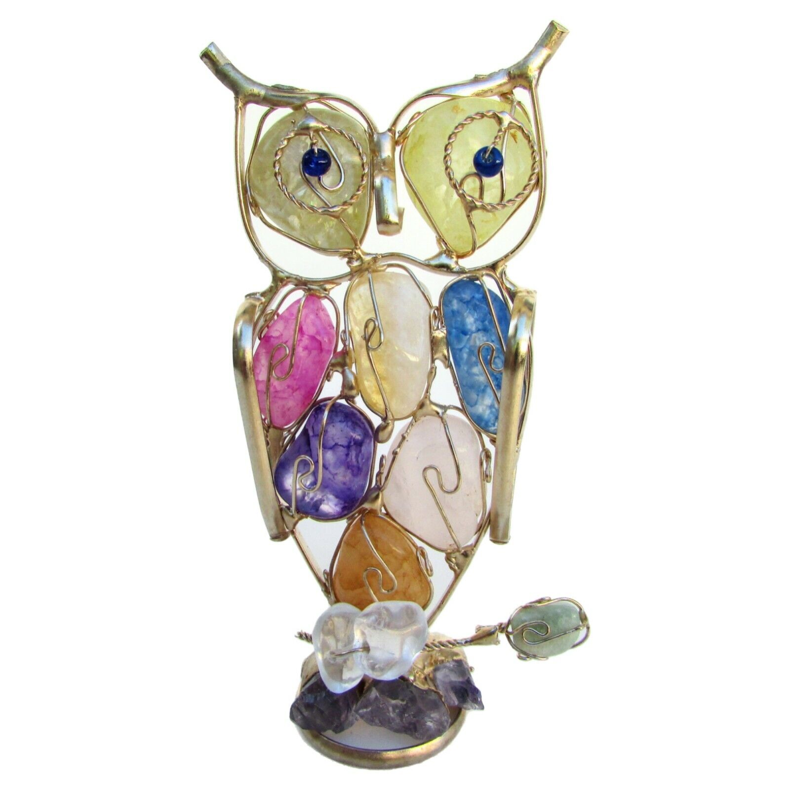 Owl Crystal Amulet Gemstones / Amuleto Búho con Cristales Piedras Preciosas