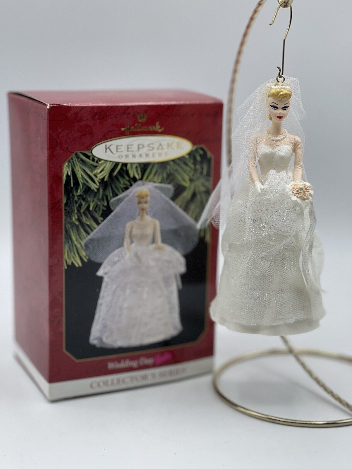 1997 Hallmark WEDDING DAY BARBIE 1959-1962 Ornament White Dress Mattel