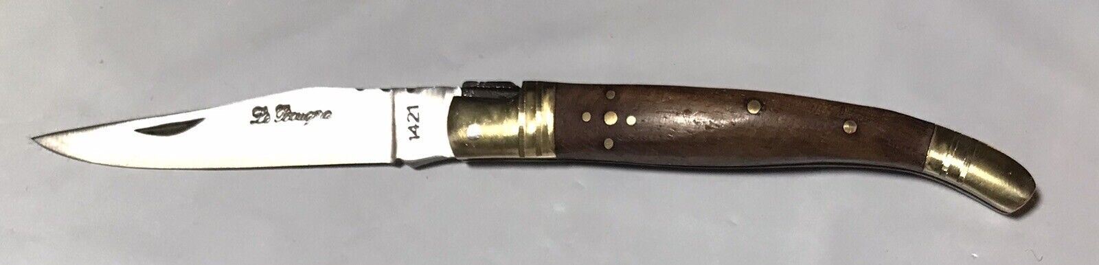 Laguiole Bougna 1421 Folding Pocket Knife Wood Handle 4”Closed EUC