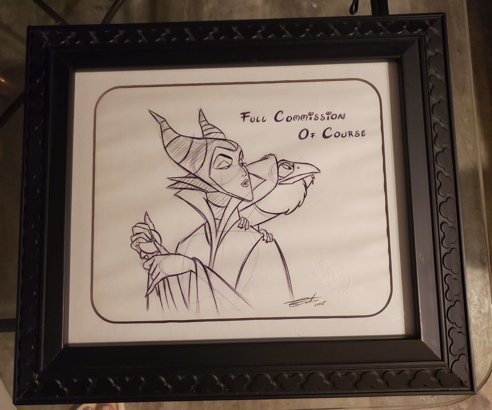 Custom Signed Disney Imagineers Malefescent Sketch Framed Authenticated 2005